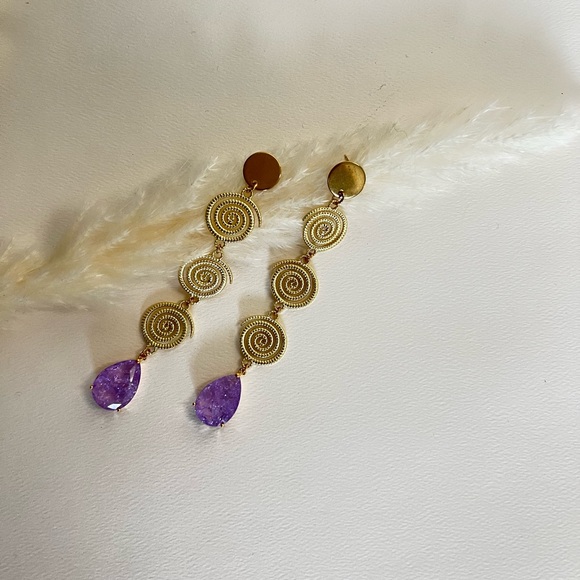 Elegant Art Deco-Inspired Dangle Statement Earrings- Gown Stylish Earrings - Picture 9 of 12